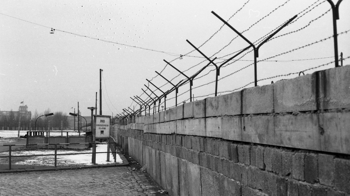 The border wall with barbed wire