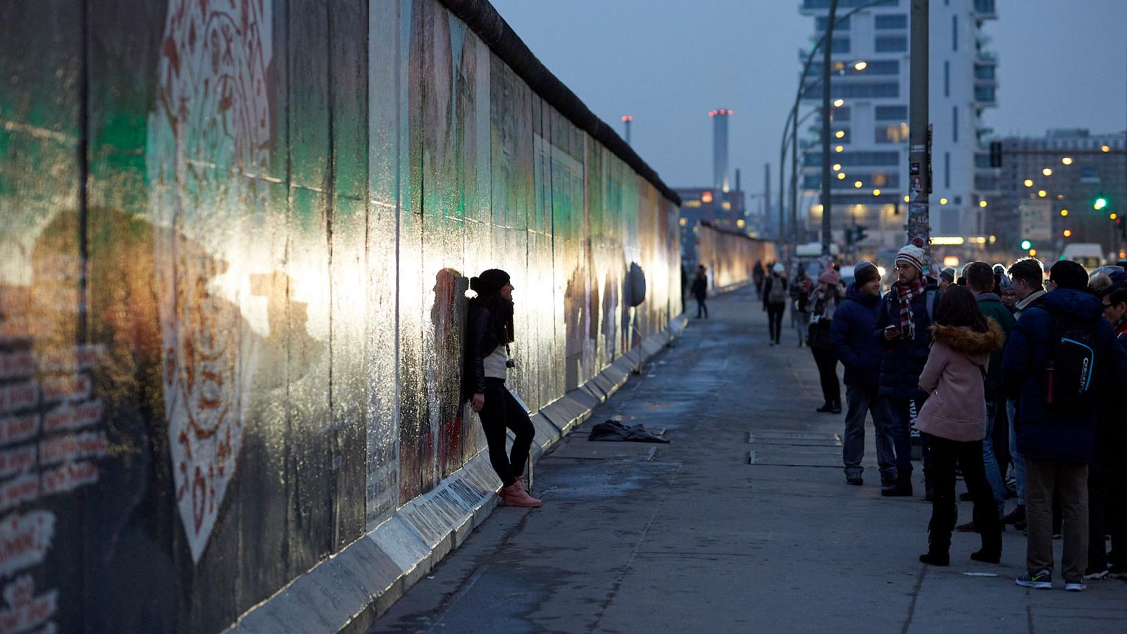 the East Side Gallery in the evening